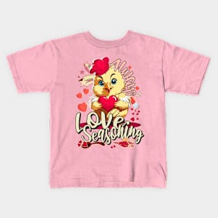 Cute Chicken Valentines Day a Chefs Baker Cooking Funny Kids T-Shirt